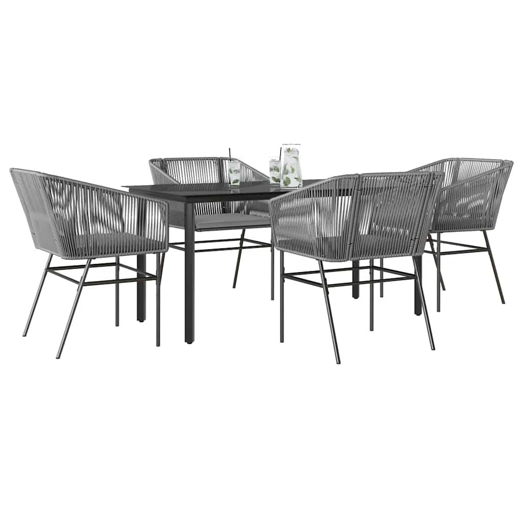 3 Dele Spisebordssæt til Haven M. Hynder Polyrattan Glas Sort - Grå / 160 x 80 x 74 cm / 4