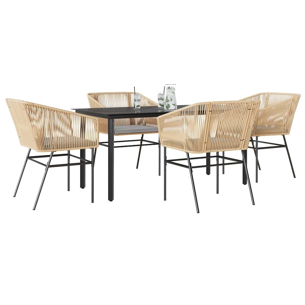 3 Dele Spisebordssæt til Haven M. Hynder Polyrattan Glas Sort - Brun / 160 x 80 x 74 cm / 4