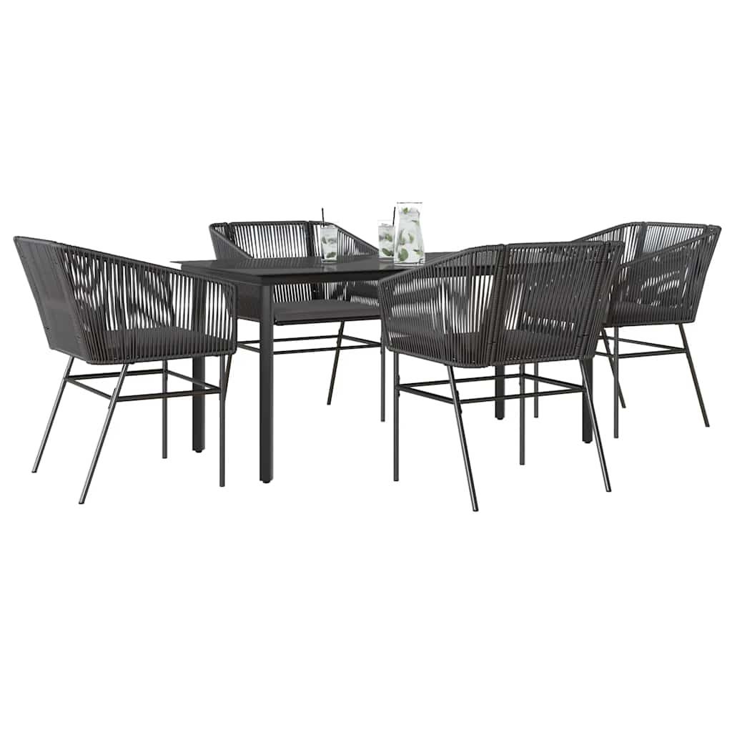 3 Dele Spisebordssæt til Haven M. Hynder Polyrattan Glas Sort - Sort / 160 x 80 x 74 cm / 4