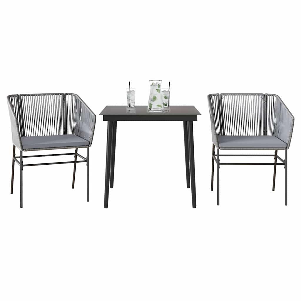 7 Dele Spisebordssæt Til Haven M. Hynder Polyrattan Glas - 2 / Grå / 80 x 80 x 74 cm