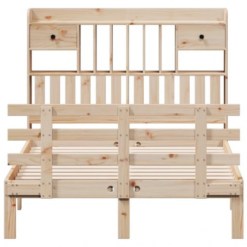 Seng med reol 135x190 cm i massivt fyrretræ - uden madras
