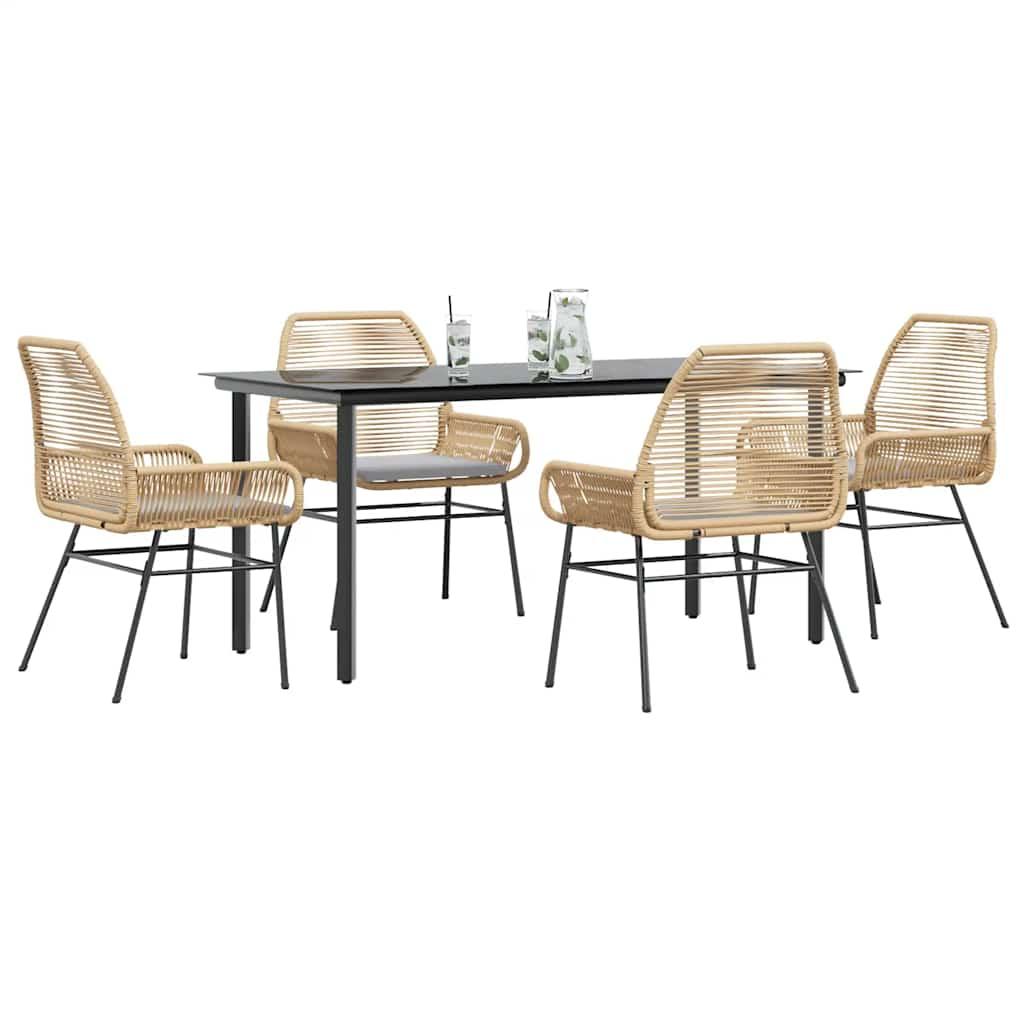 3 Dele Spisebordssæt til Haven M. Hynder Polyrattan Glas Sort - Brun / 160 x 80 x 74 cm / 4