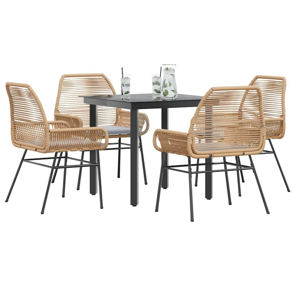 3 Dele Spisebordssæt til Haven M. Hynder Polyrattan Glas Sort - Brun / 80 x 80 x 74 cm / 4