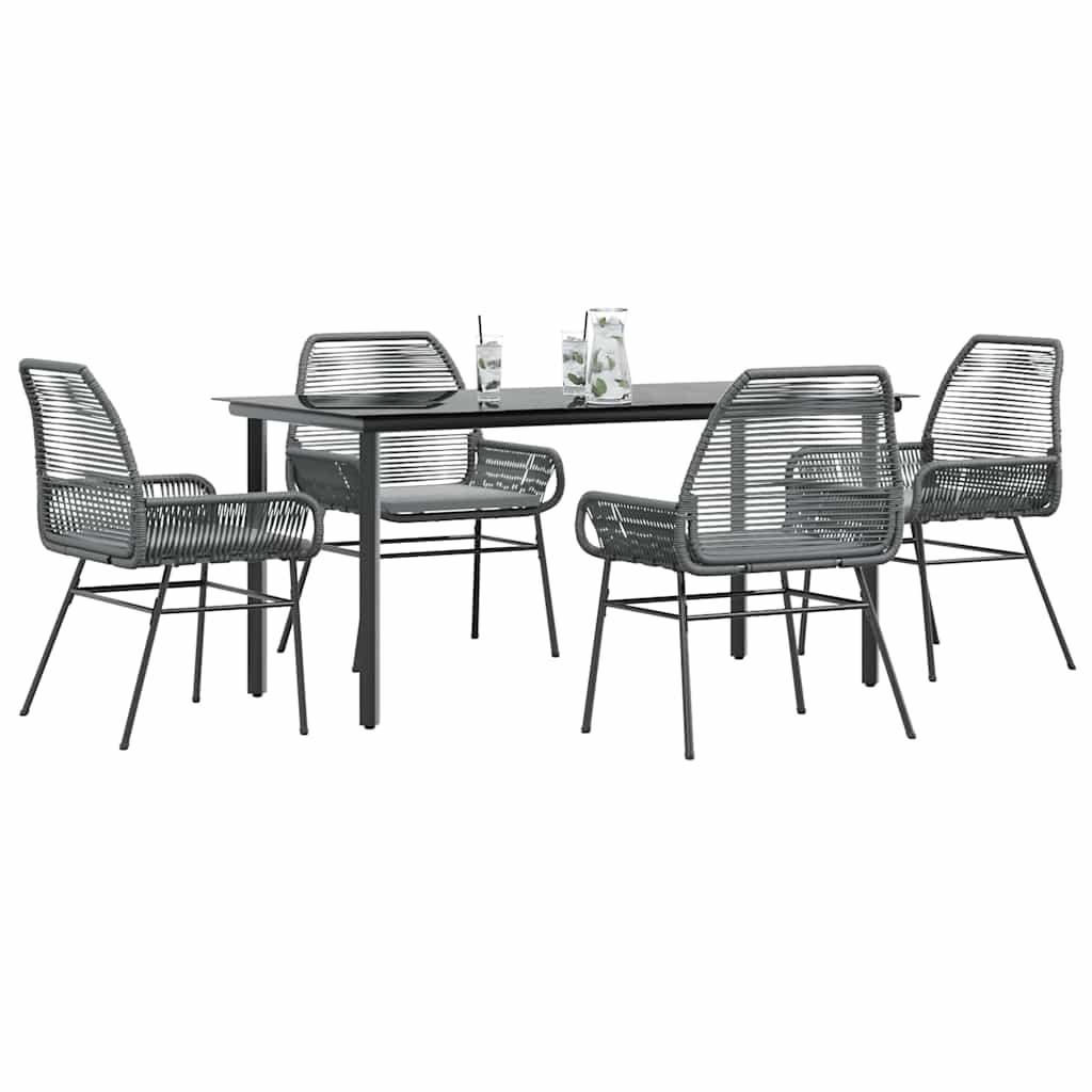 3 Dele Spisebordssæt til Haven M. Hynder Polyrattan Glas Sort - Grå / 160 x 80 x 74 cm / 4