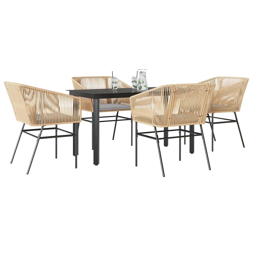 3 Dele Spisebordssæt til Haven M. Hynder Polyrattan Glas Sort - Brun / 140 x 70 x 74 cm / 4