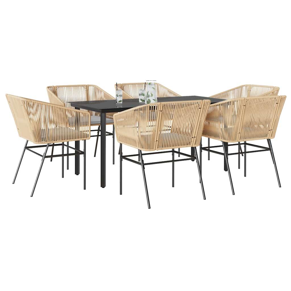 3 Dele Spisebordssæt til Haven M. Hynder Polyrattan Glas Sort - Brun / 160 x 80 x 74 cm / 6
