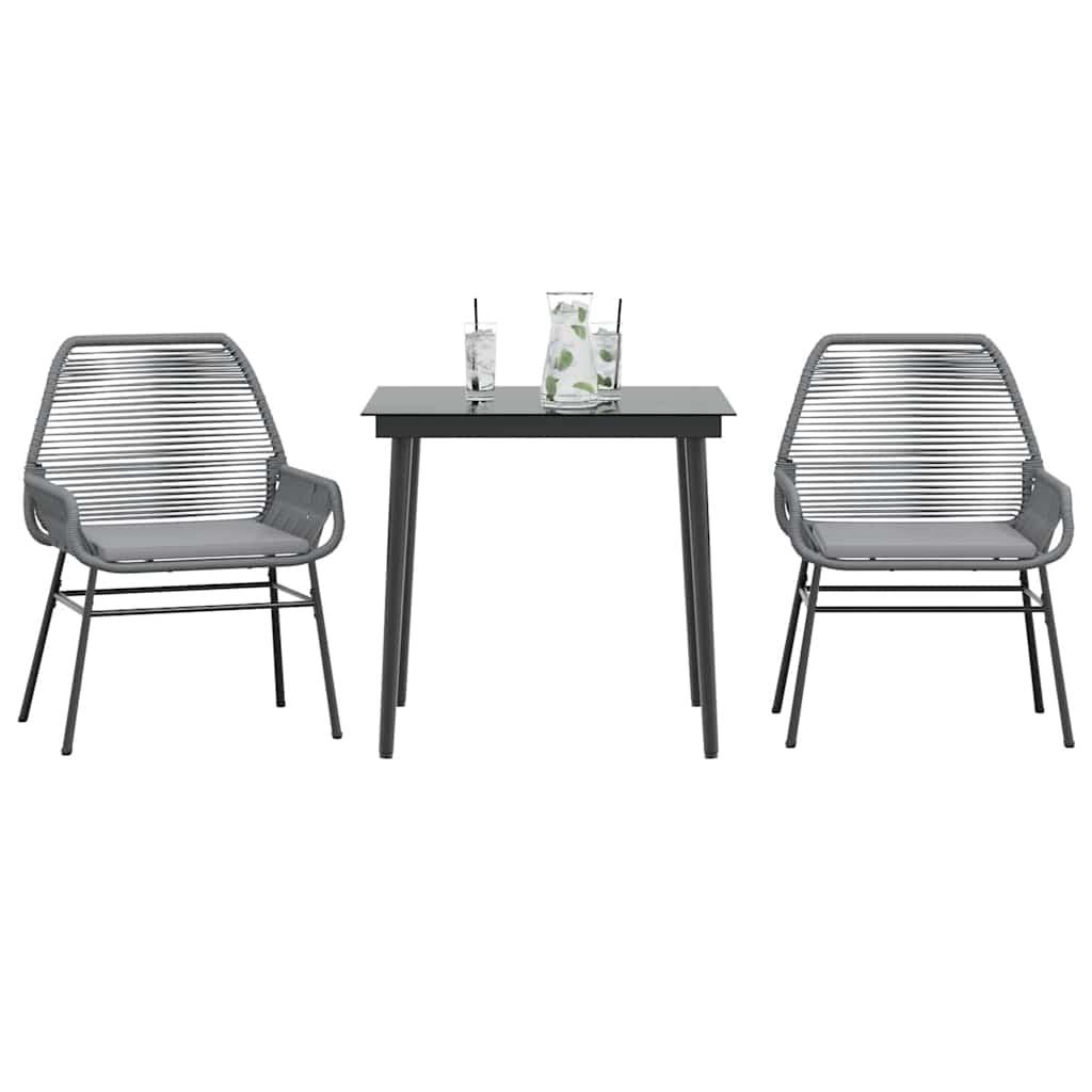 9 Dele Spisebordssæt Til Haven Med Hynder Polyrattan Glas - 2 / Grå / 80 x 80 x 74 cm