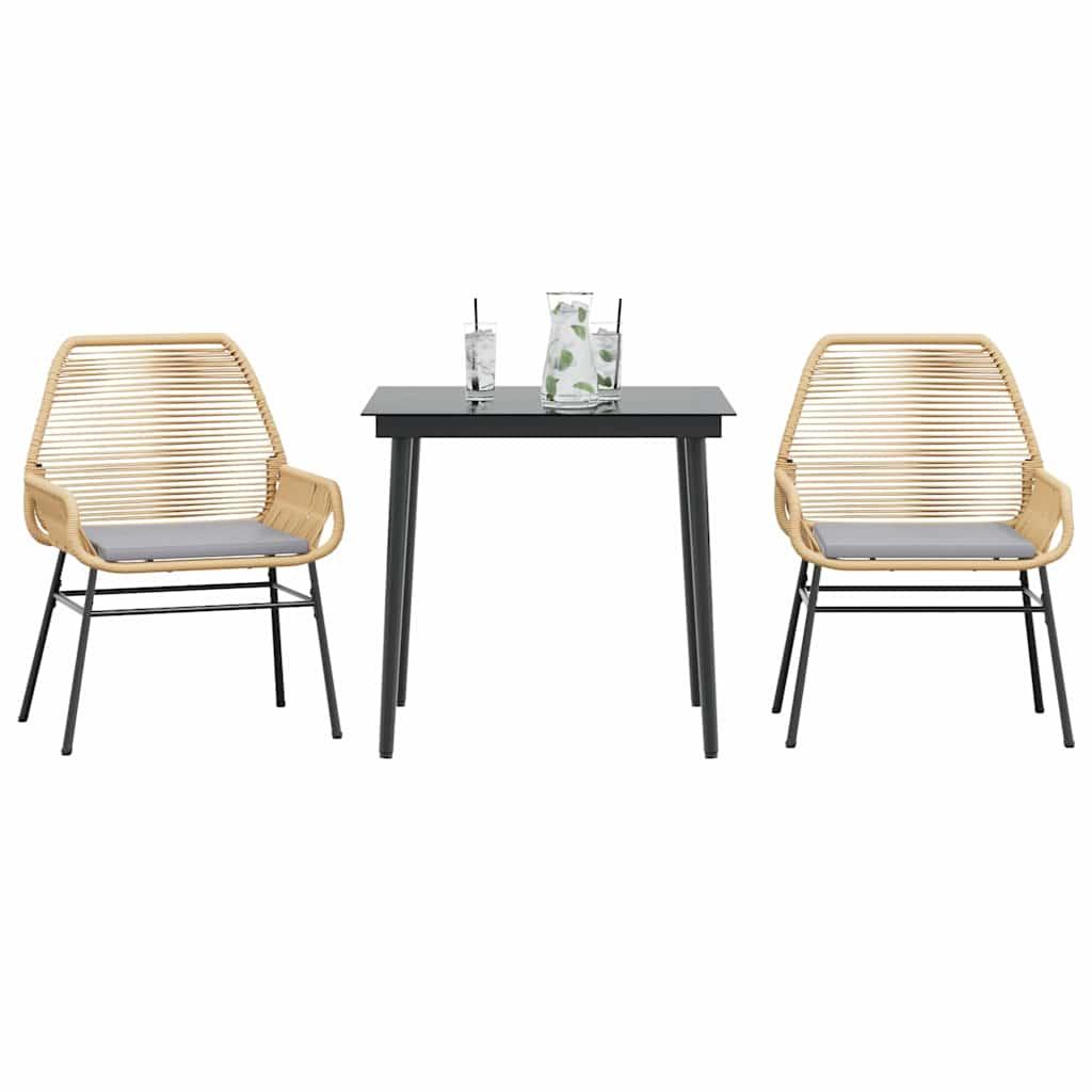 9 Dele Spisebordssæt Til Haven Med Hynder Polyrattan Glas - 2 / Brun / 80 x 80 x 74 cm
