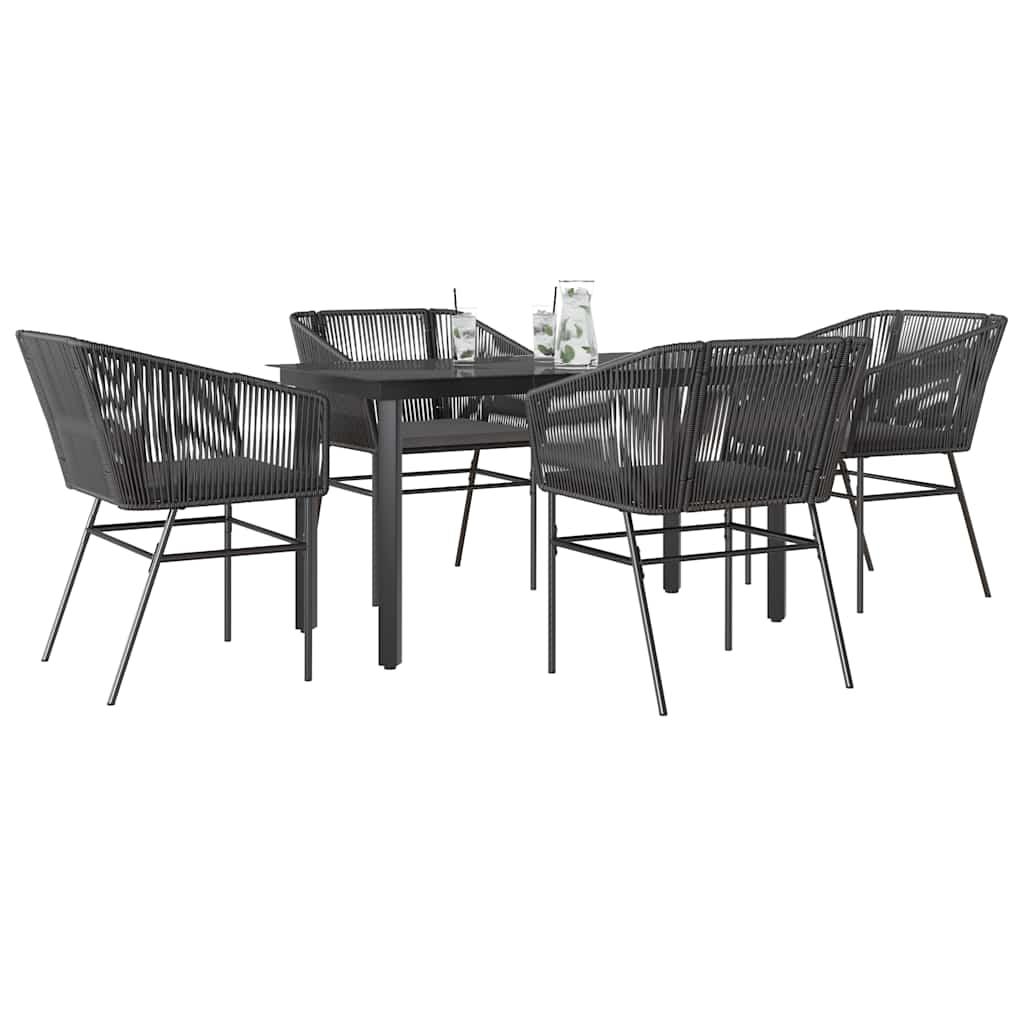 3 Dele Spisebordssæt til Haven M. Hynder Polyrattan Glas Sort - Sort / 140 x 70 x 74 cm / 4