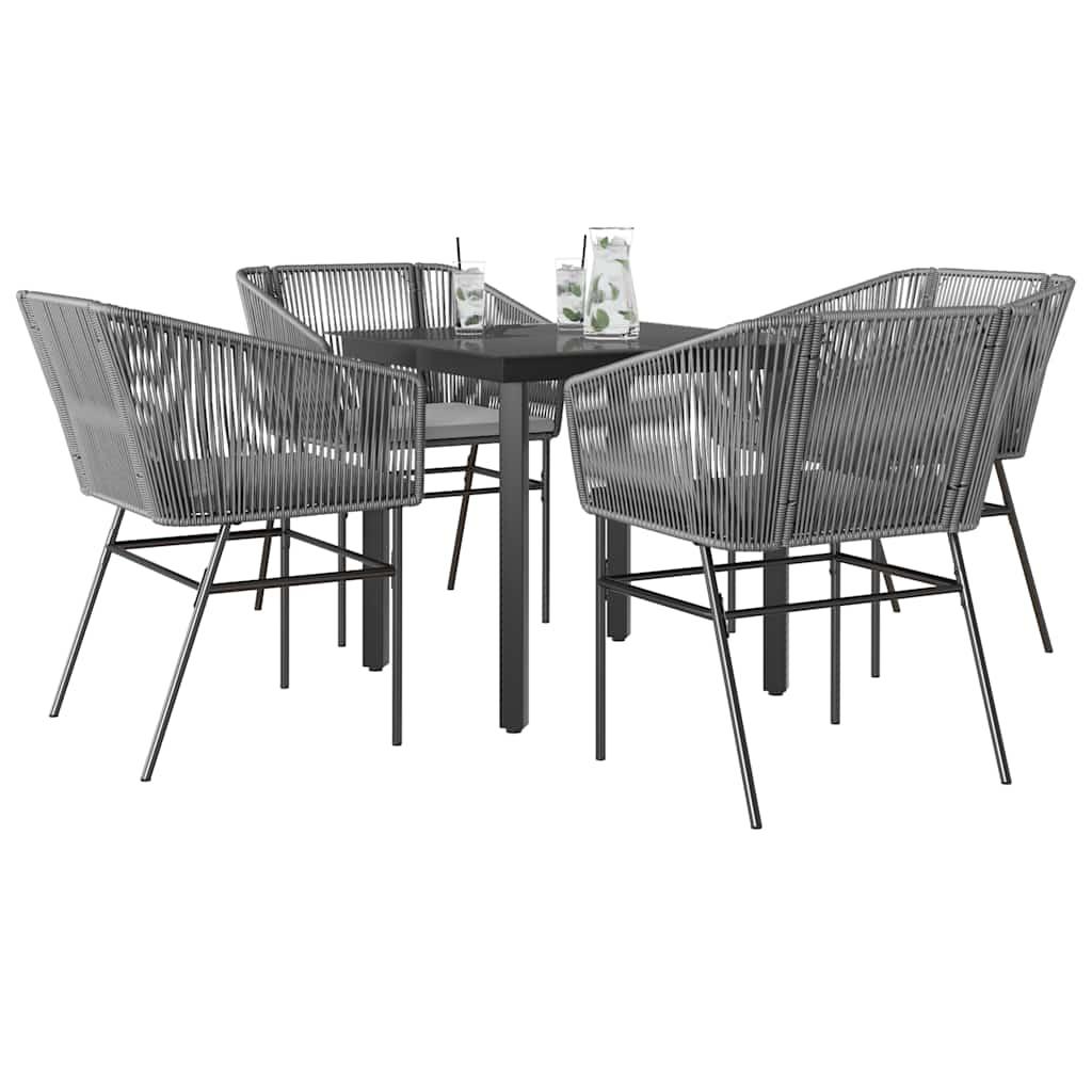 3 Dele Spisebordssæt til Haven M. Hynder Polyrattan Glas Sort - Grå / 80 x 80 x 74 cm / 4