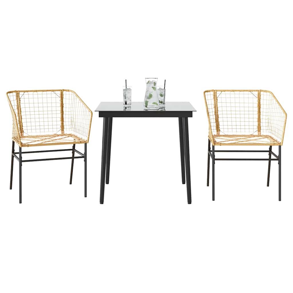 5 Dele Spisebordssæt Til Haven M. Hynder Polyrattan Glas Brun - 2 / Nej / 80 x 80 x 74 cm