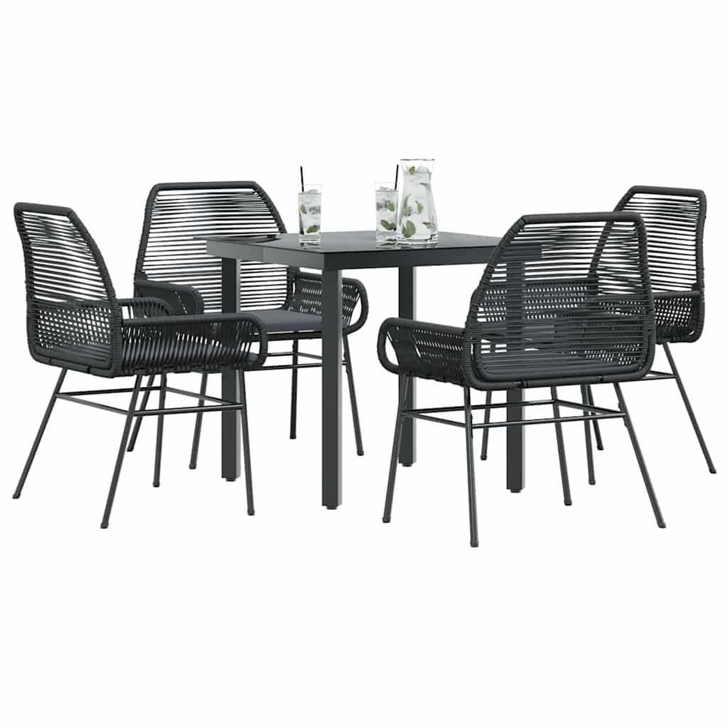 3 Dele Spisebordssæt til Haven M. Hynder Polyrattan Glas Sort - Sort / 80 x 80 x 74 cm / 4