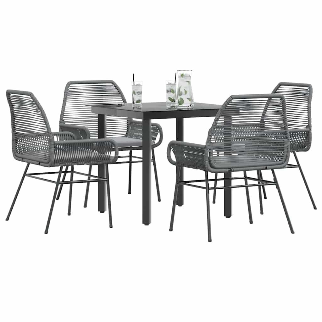 3 Dele Spisebordssæt til Haven M. Hynder Polyrattan Glas Sort - Grå / 80 x 80 x 74 cm / 4