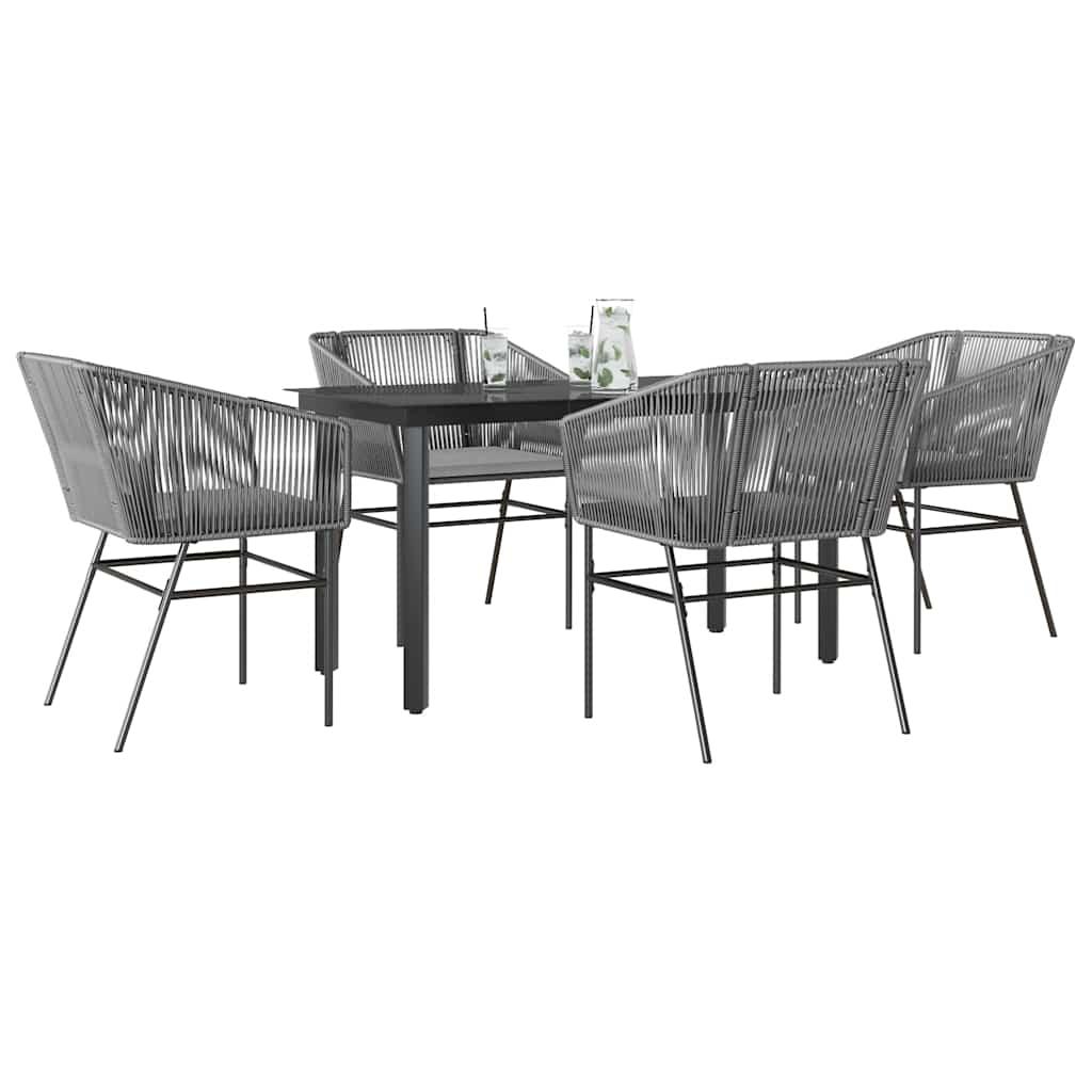 3 Dele Spisebordssæt til Haven M. Hynder Polyrattan Glas Sort - Grå / 140 x 70 x 74 cm / 4