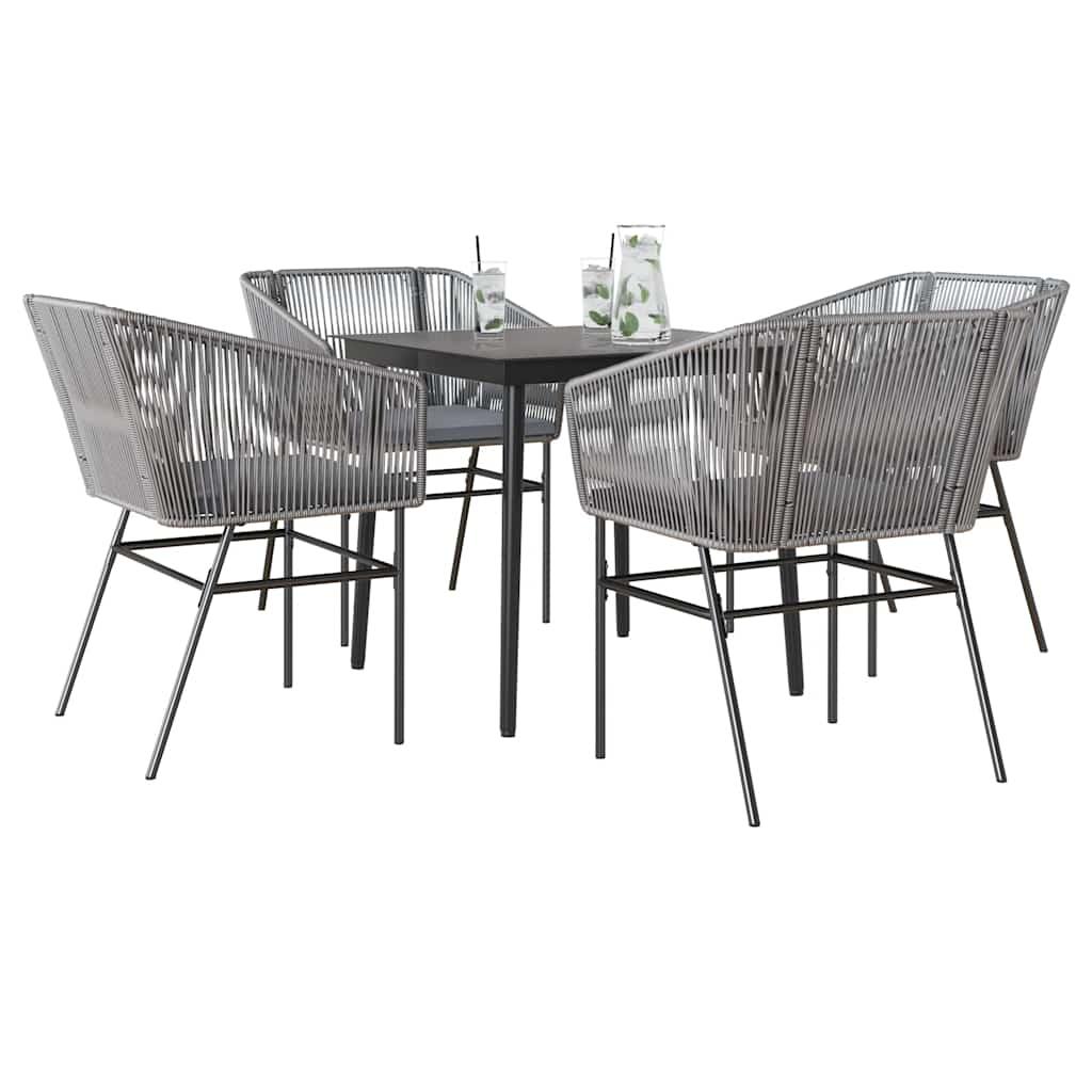 7 Dele Spisebordssæt Til Haven M. Hynder Polyrattan Glas - 4 / Grå / 80 x 80 x 74 cm