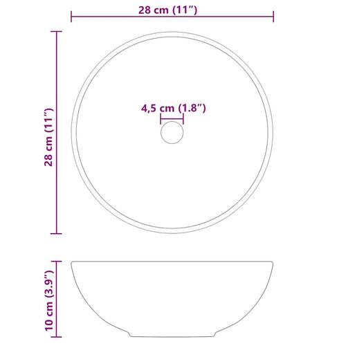 Håndvask Ø28x10 cm keramik glans sort