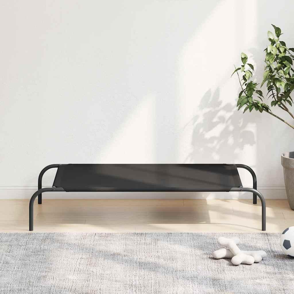 Løftet hundeseng 110x65x20 cm oxfordstof og stål sort