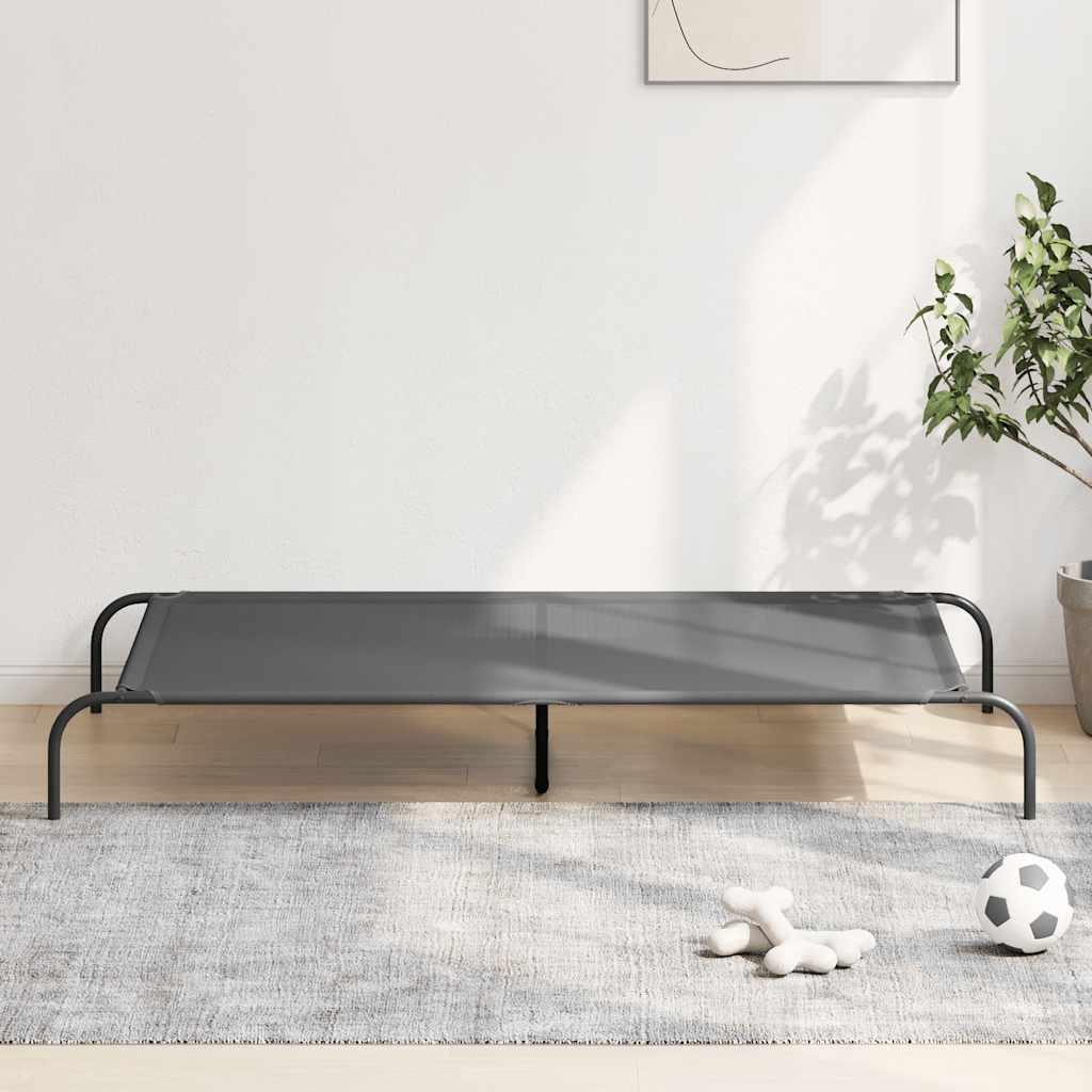 Forhøjet hundeseng 150 × 90 × 20 cm - textilene og stål, grå
