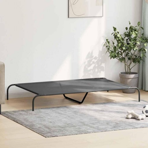 Forhøjet hundeseng 150 × 90 × 20 cm - textilene og stål, grå