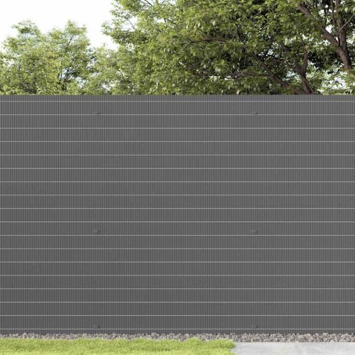Havehegn dobbeltsidet 1,8 × 3 m i PVC - grå