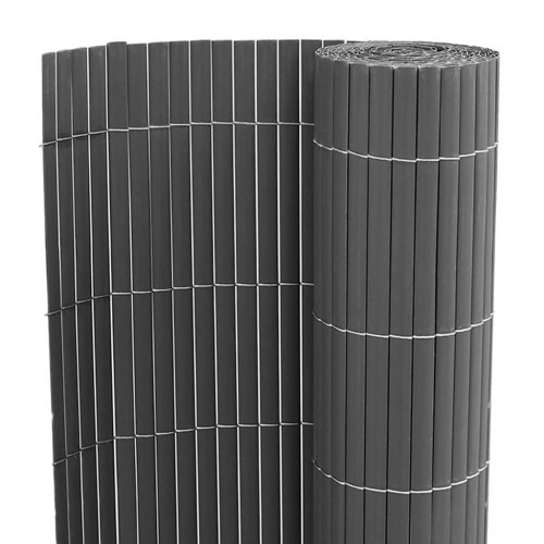 Havehegn dobbeltsidet 1,8 × 3 m i PVC - grå