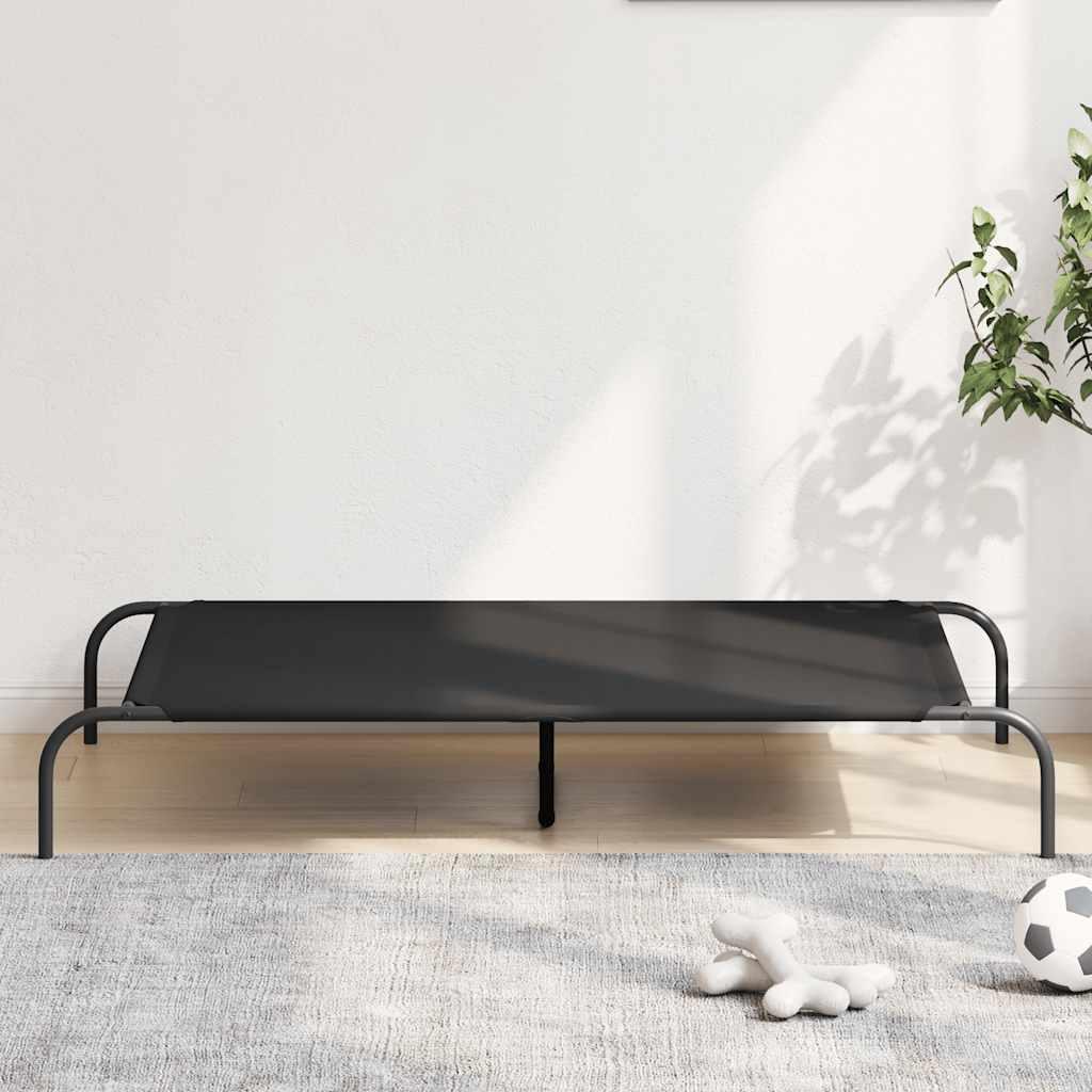 Løftet hundeseng 130 × 80 × 20 cm - oxfordstof og stål, sort