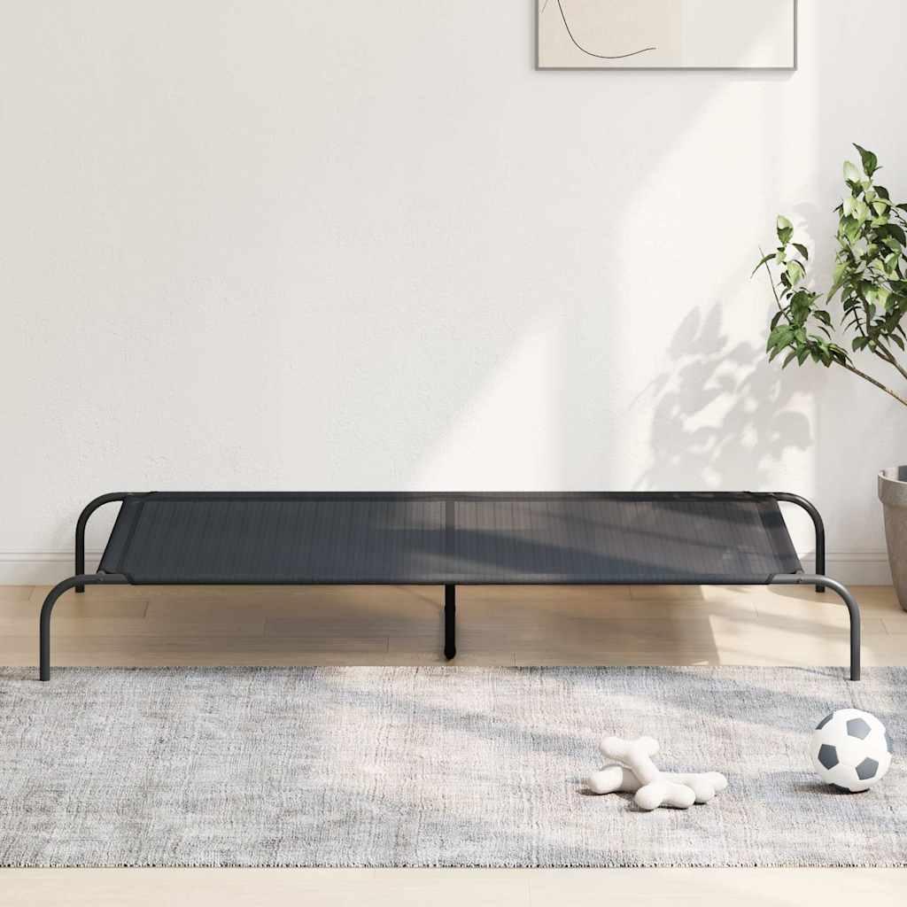 Forhøjet hundeseng 150 × 90 × 20 cm - textilene og stål, sort