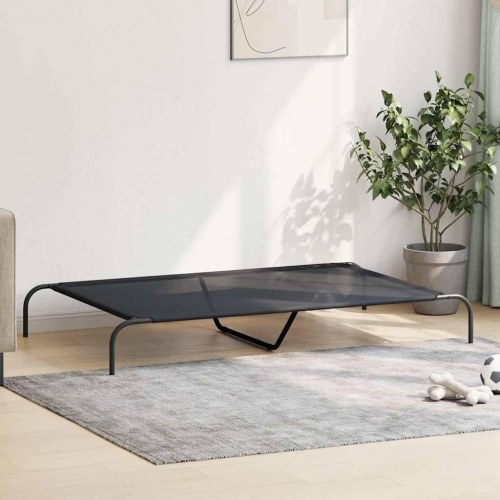 Forhøjet hundeseng 150 × 90 × 20 cm - textilene og stål, sort