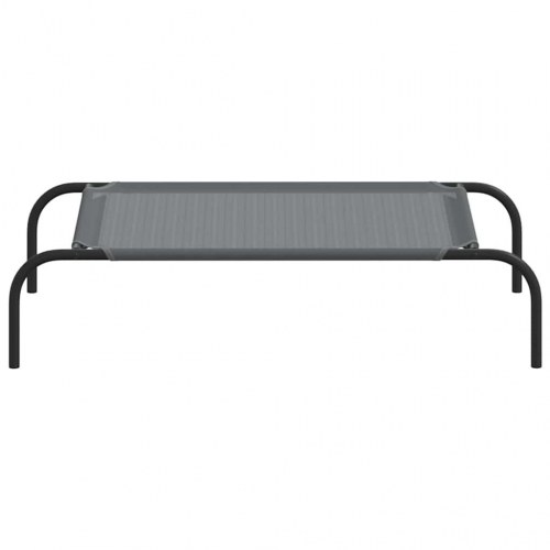 Forhøjet hundeseng 90x50x20 cm textilene og stål grå