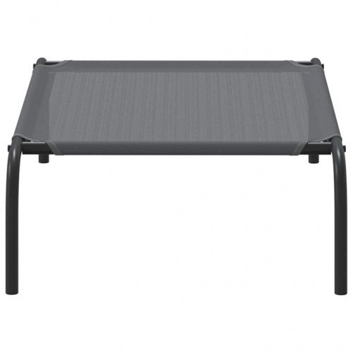 Forhøjet hundeseng 90x50x20 cm textilene og stål grå