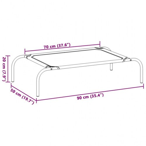 Forhøjet hundeseng 90x50x20 cm textilene og stål grå