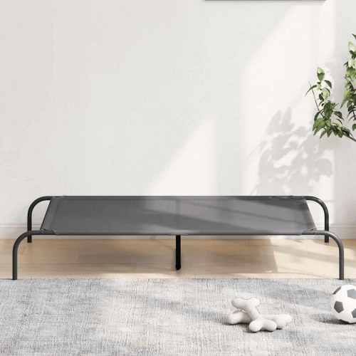 Forhøjet hundeseng 130×80×20 cm - grå textilene og stål