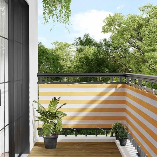 Altanafskærmning gul/hvid stribet 75×1000 cm - vandafvisende privatlivsskærm