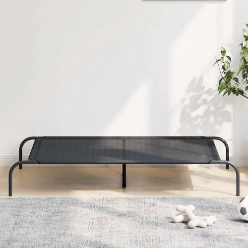 Forhøjet hundeseng 130 × 80 × 20 cm - textilene og stål, sort
