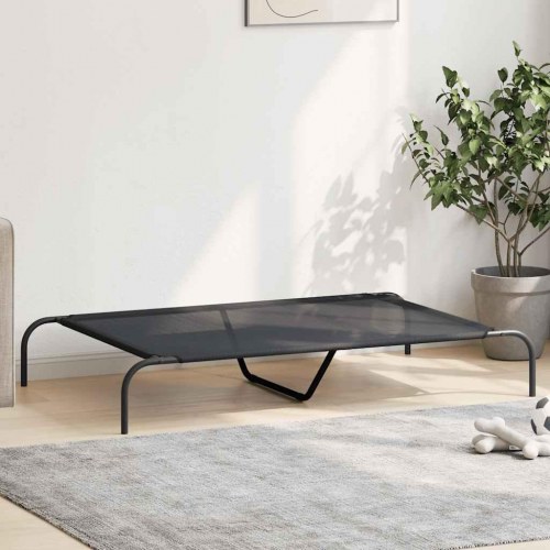 Forhøjet hundeseng 130 × 80 × 20 cm - textilene og stål, sort