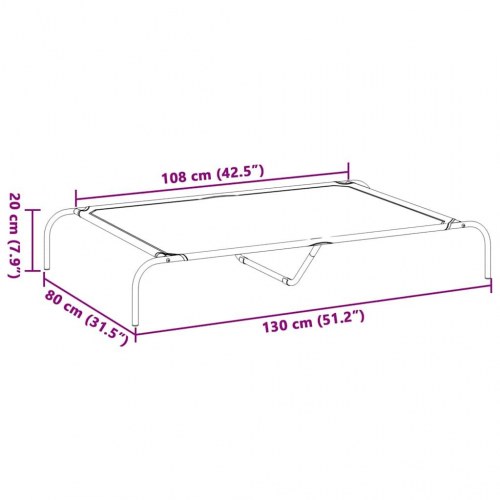 Forhøjet hundeseng 130 × 80 × 20 cm - textilene og stål, sort