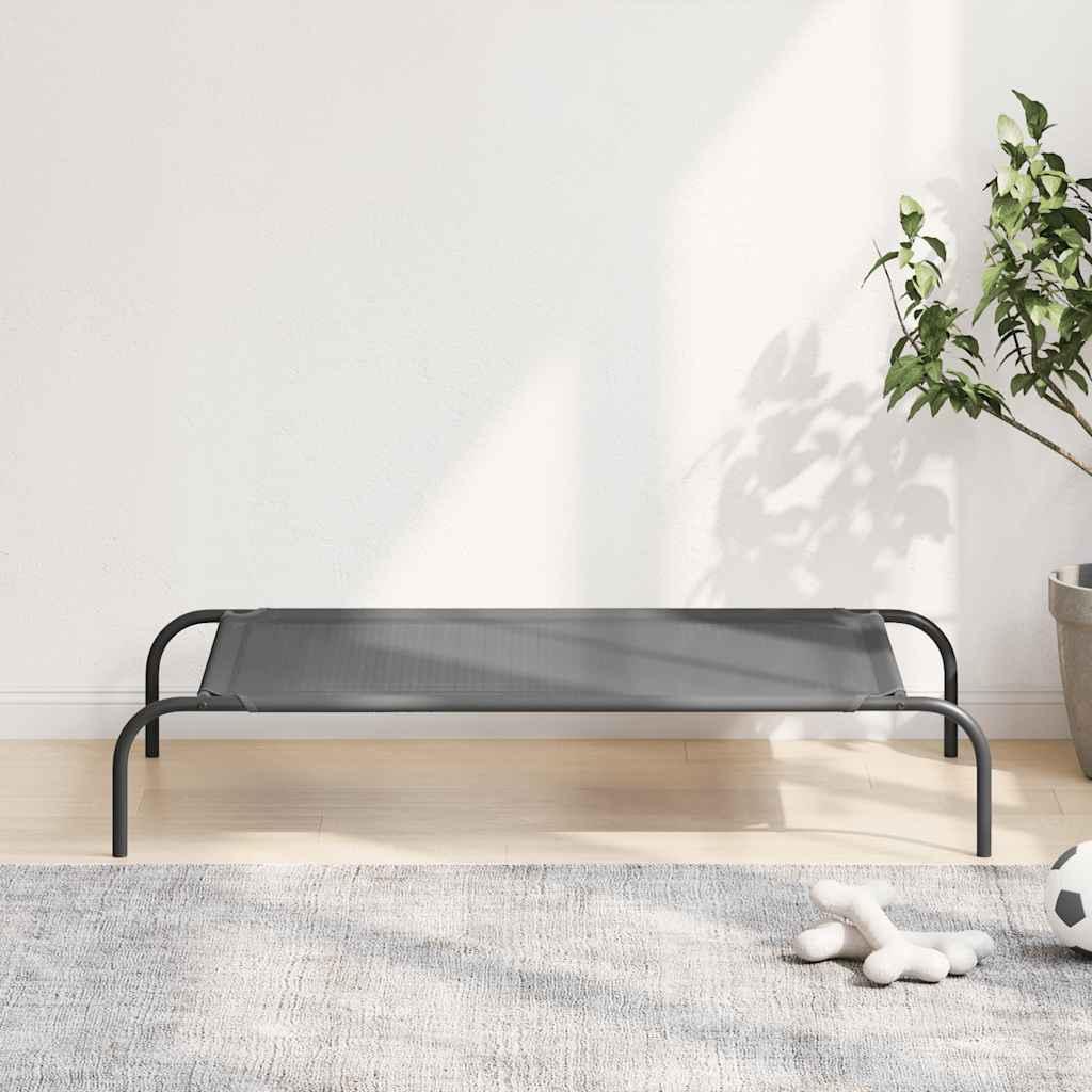 Forhøjet hundeseng 110 × 65 × 20 cm - grå textilene og stål