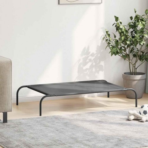 Forhøjet hundeseng 110 × 65 × 20 cm - grå textilene og stål