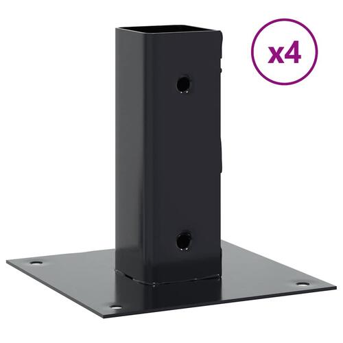 Stolpefødder firkantet 4 stk. 51x51 mm pulverlakeret stål