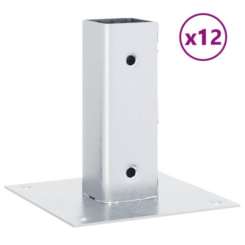 Stolpefødder firkantet 12 stk. 46x46 mm galvaniseret stål
