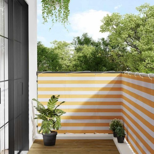 Altanafskærmning gul/hvid stribet 120×800 cm - vandafvisende privatlivsskærm