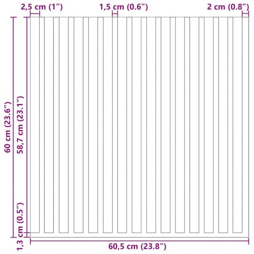 Akustiske vægpaneler 8 stk. med spalter 60,5x60 cm egefiner