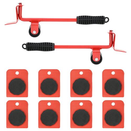 Møbelruller 8 stk. med løfter 9,8x7,5x3 cm 150 kg rød