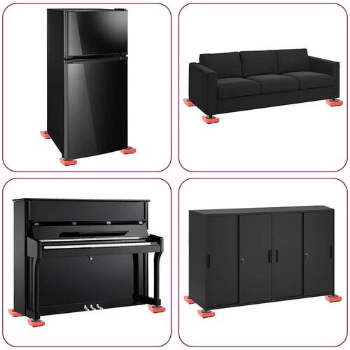 Møbelruller 8 stk. med løfter 9,8x7,5x3 cm 150 kg rød