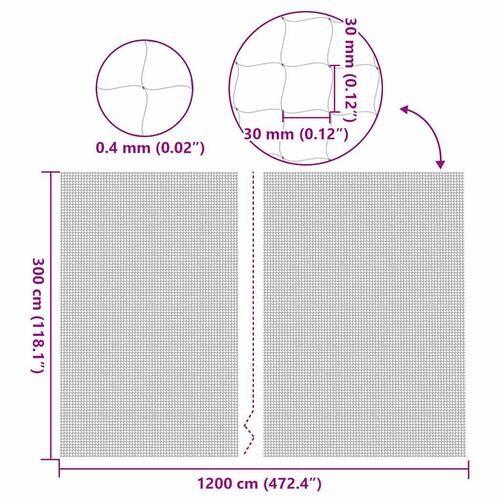 Kattenet 12x3 m nylon transparent