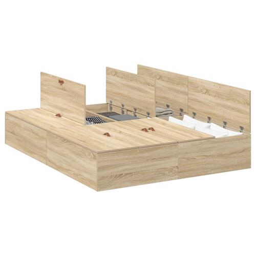 Seng med opbevaring Sonoma egetræ Konstrueret træ 140 x 200 cm
