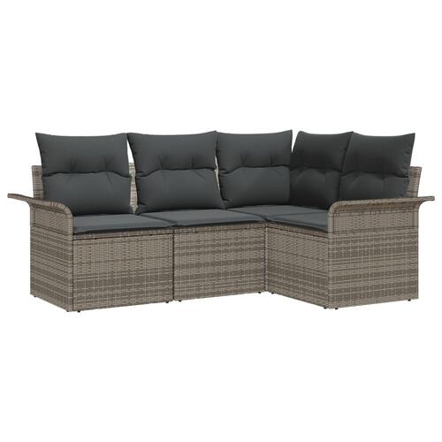 Have Sofa Sæt Sæt af 4 Grå Polyester puder og rattan base