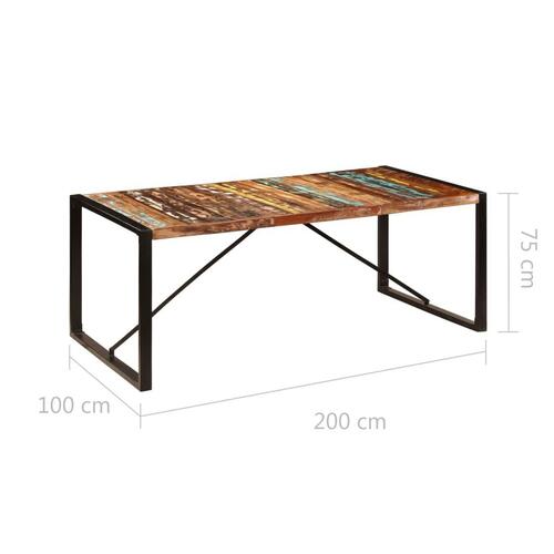 Spisebord 200x100x75 cm massivt genbrugstræ