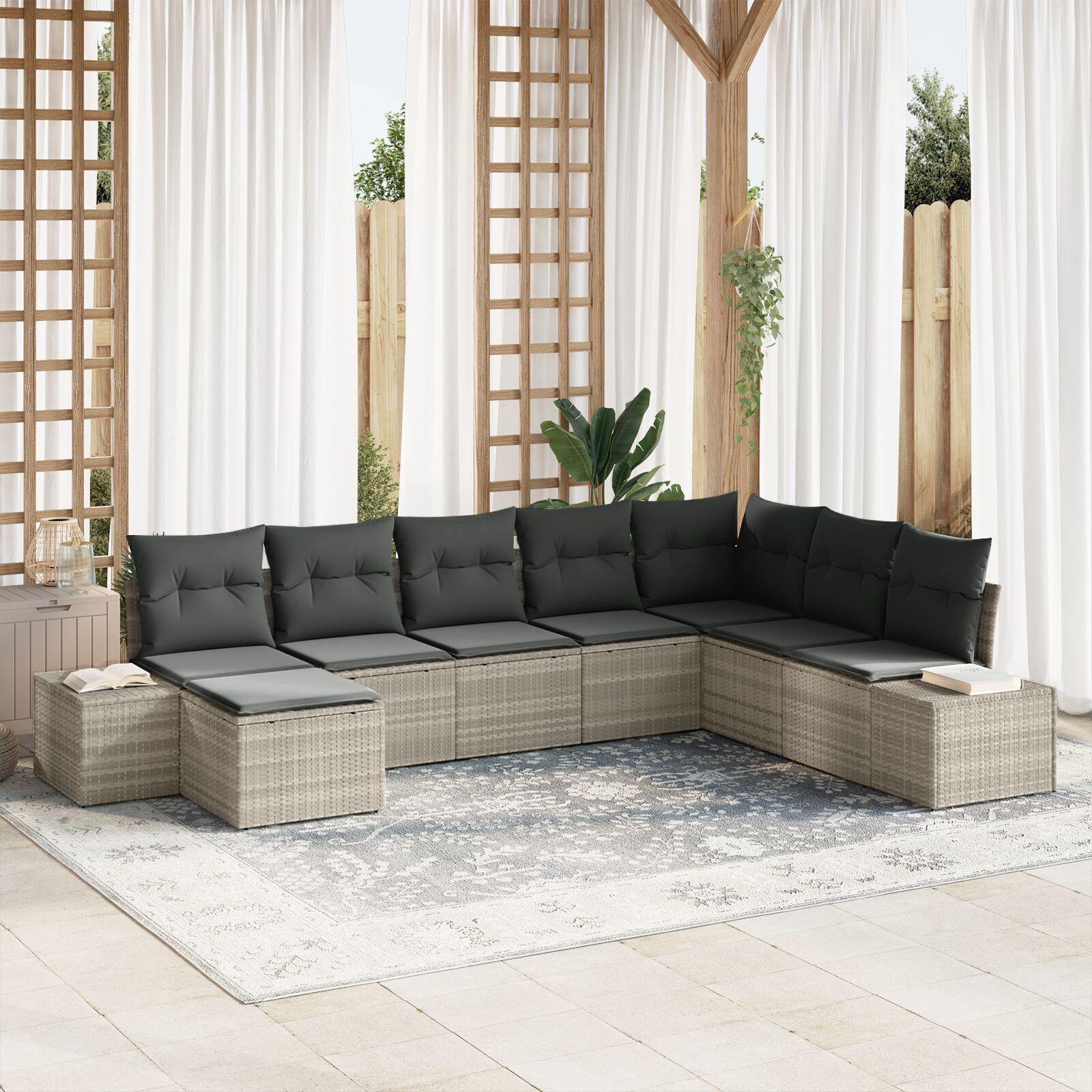 Havesofa SÃ¦t med pude 8 stk 319 x 209 x 85 cm Poly rattan