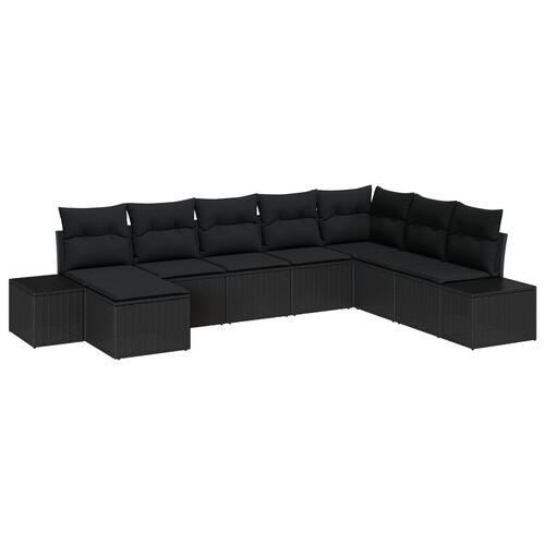 Have Sofa Sæt Sæt af 8 Sort Poly Rattan Udendørs Sofa